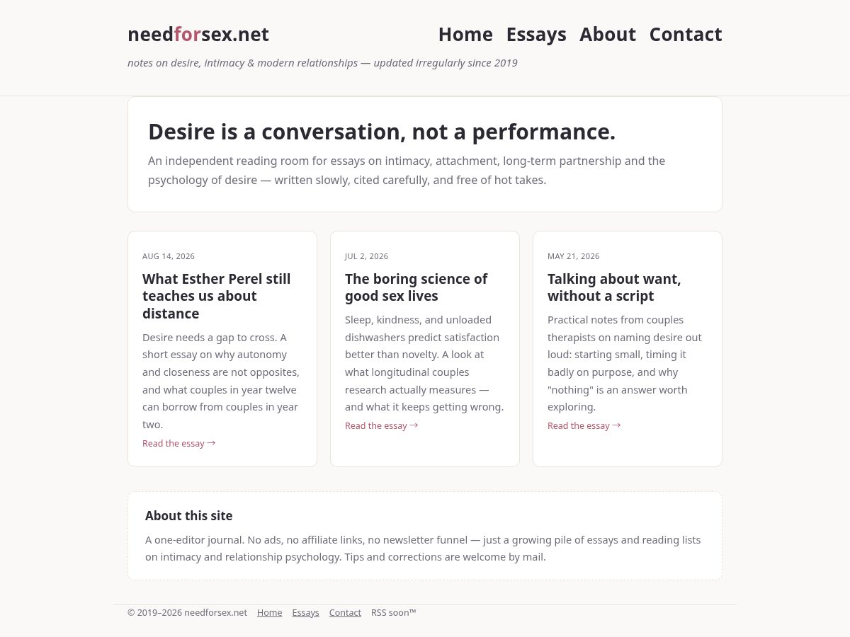 Landing-page snapshot of needforsex.net