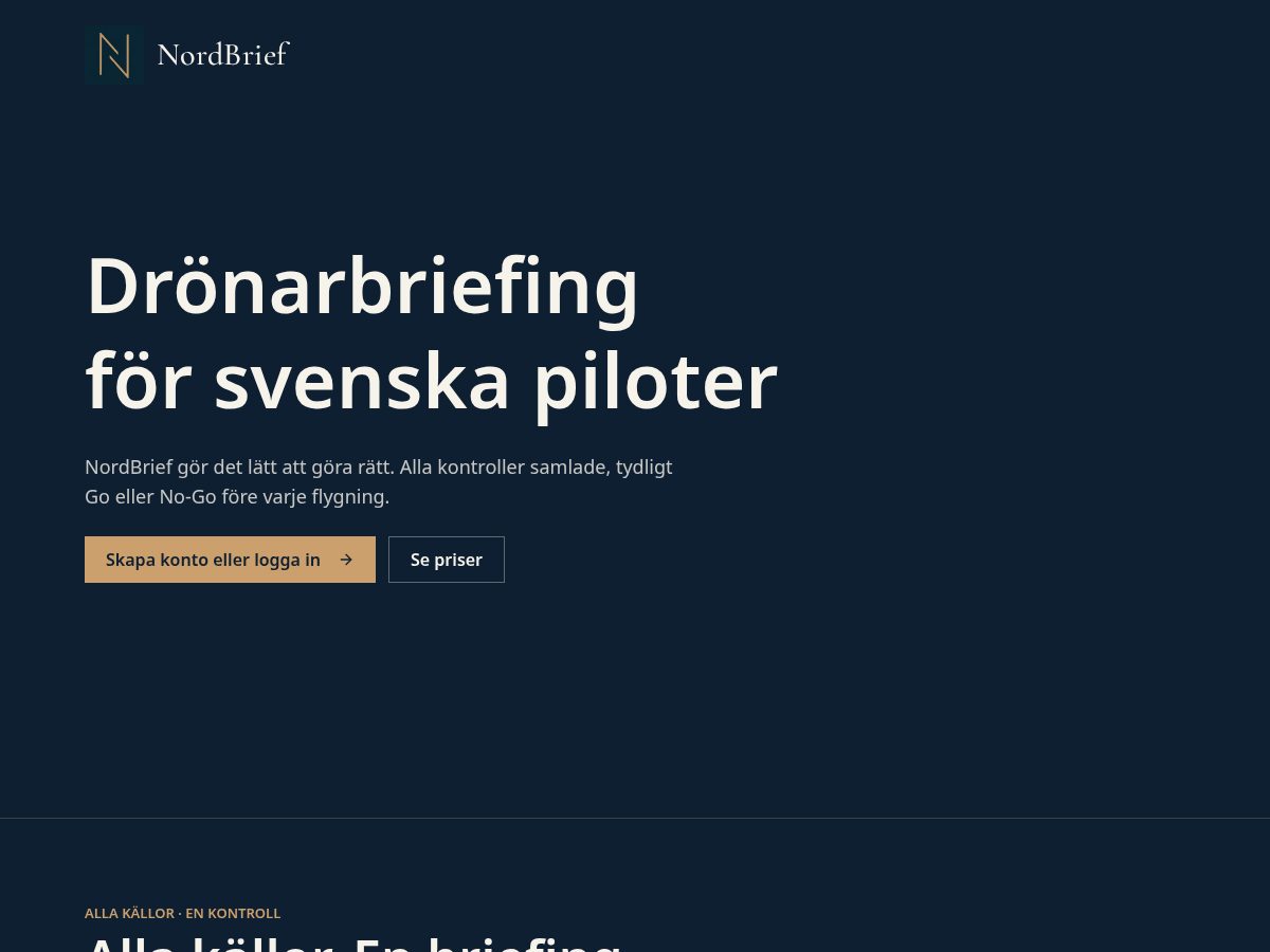 Landing-page snapshot of nordbrief.app