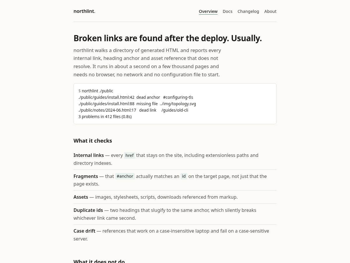 Landing-page snapshot of northlint.com