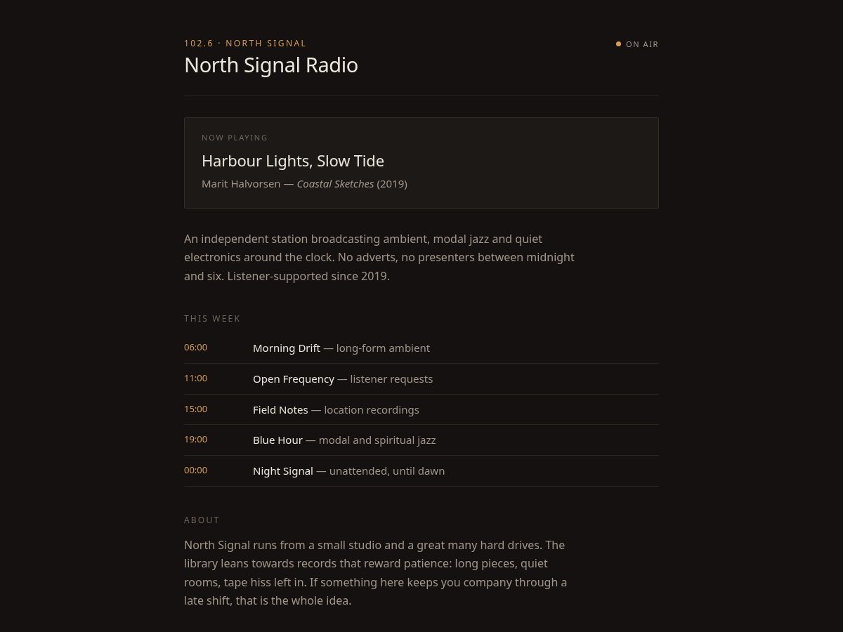 Landing-page snapshot of northsignalradio.top