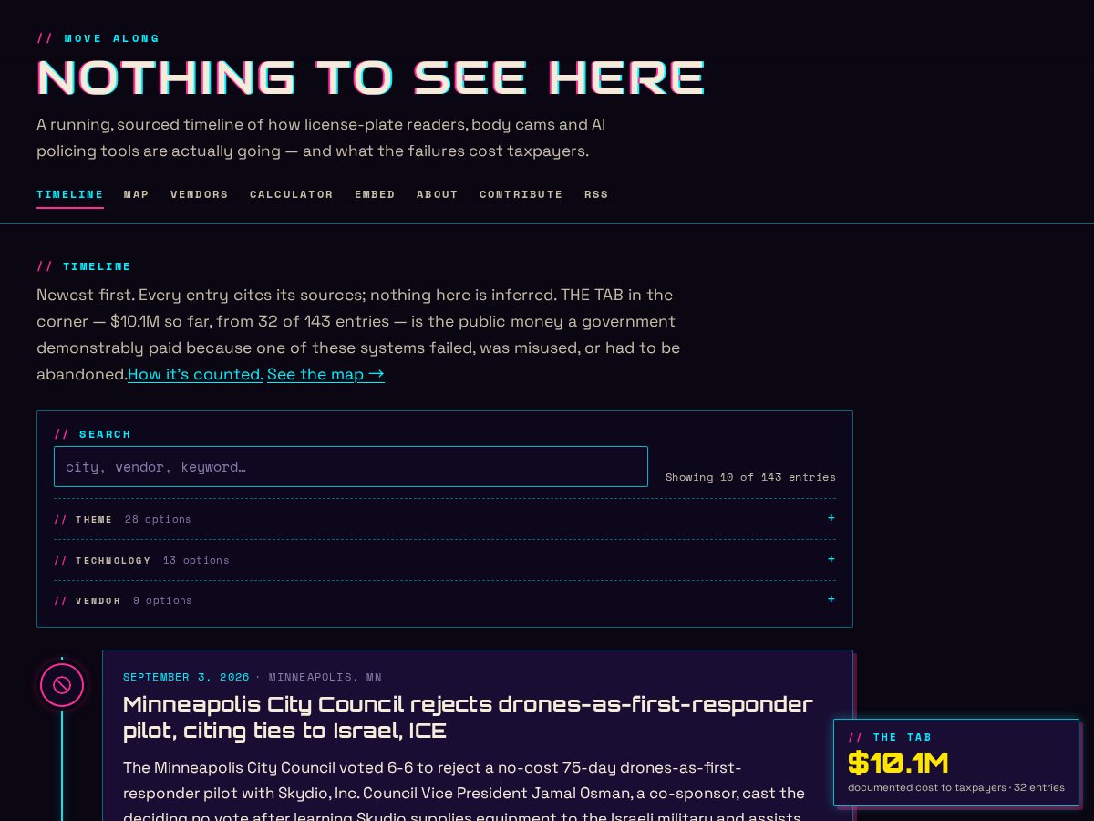 Landing-page snapshot of nothingtosee.fyi
