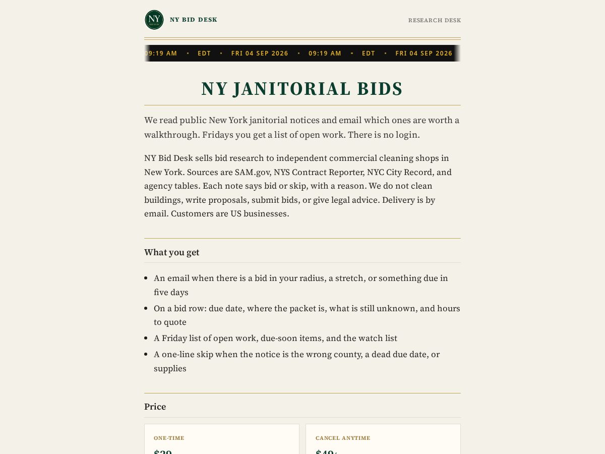 Landing-page snapshot of nybiddesk.com