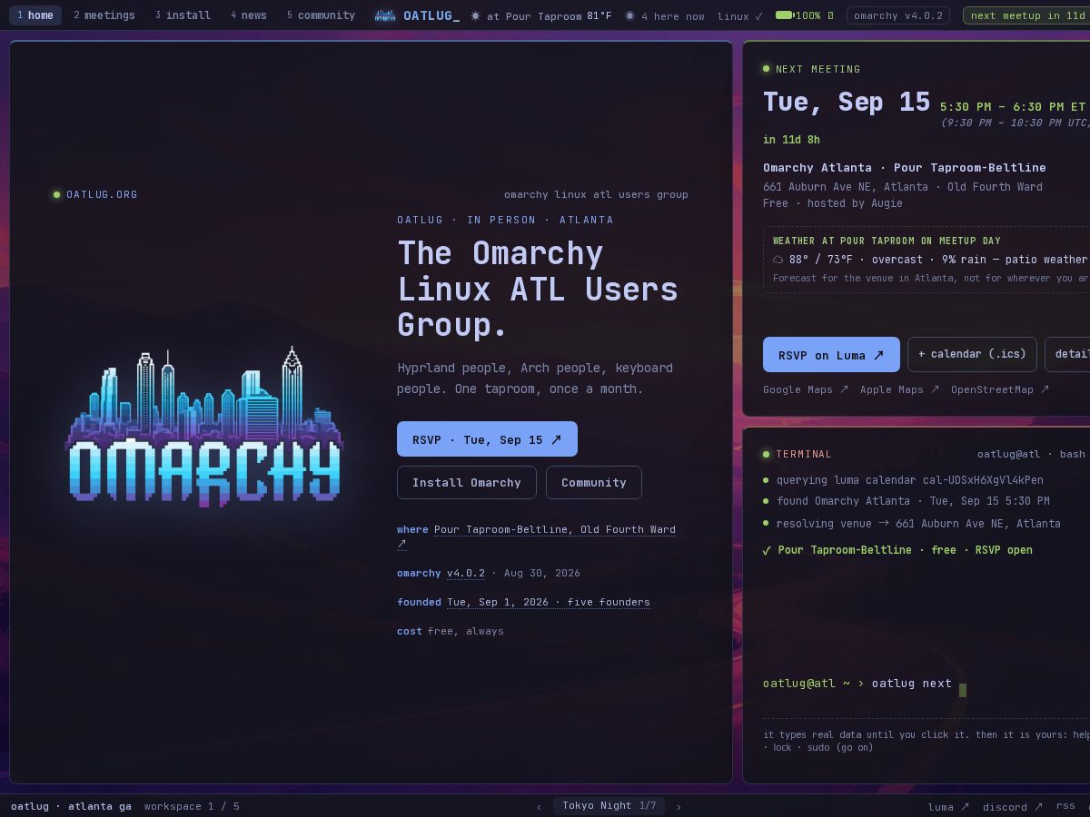 Landing-page snapshot of oatlug.org