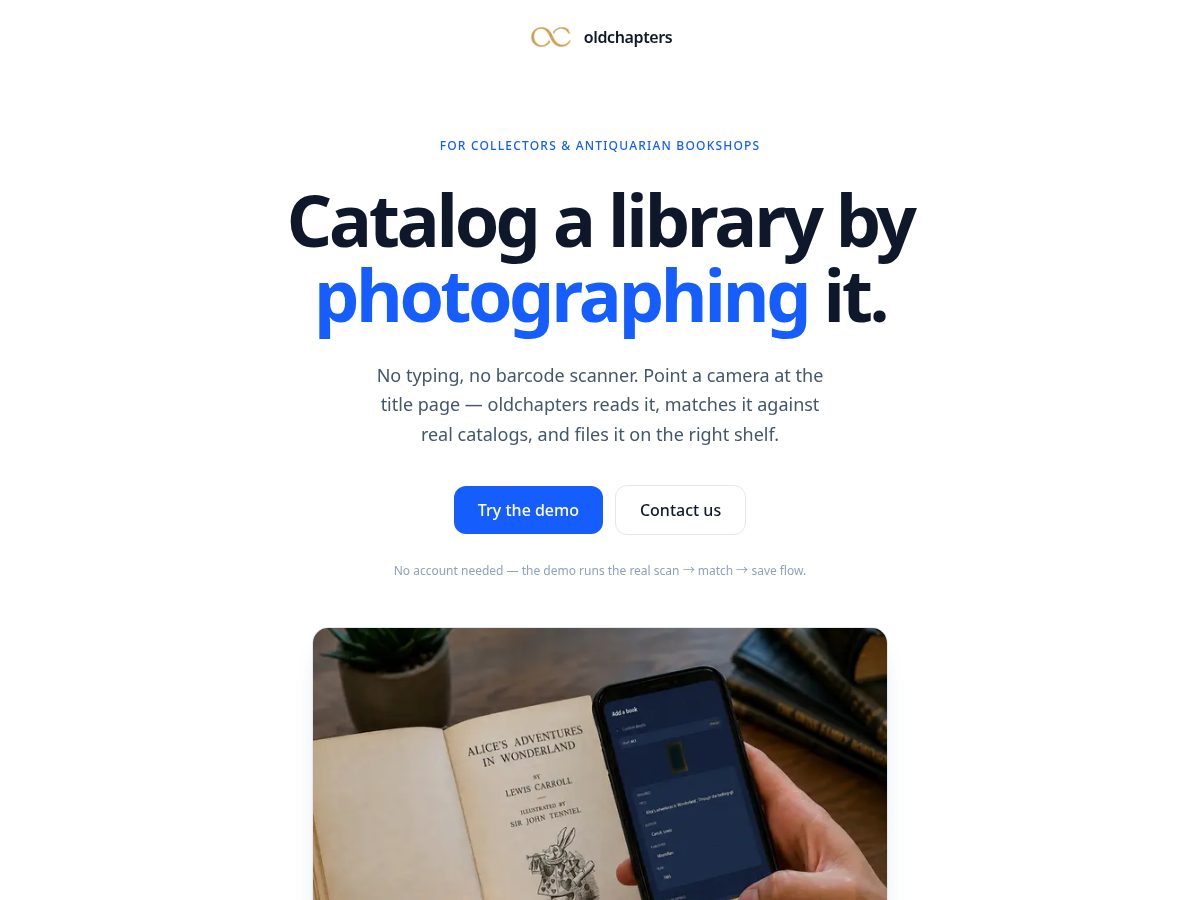 Landing-page snapshot of oldchapters.com