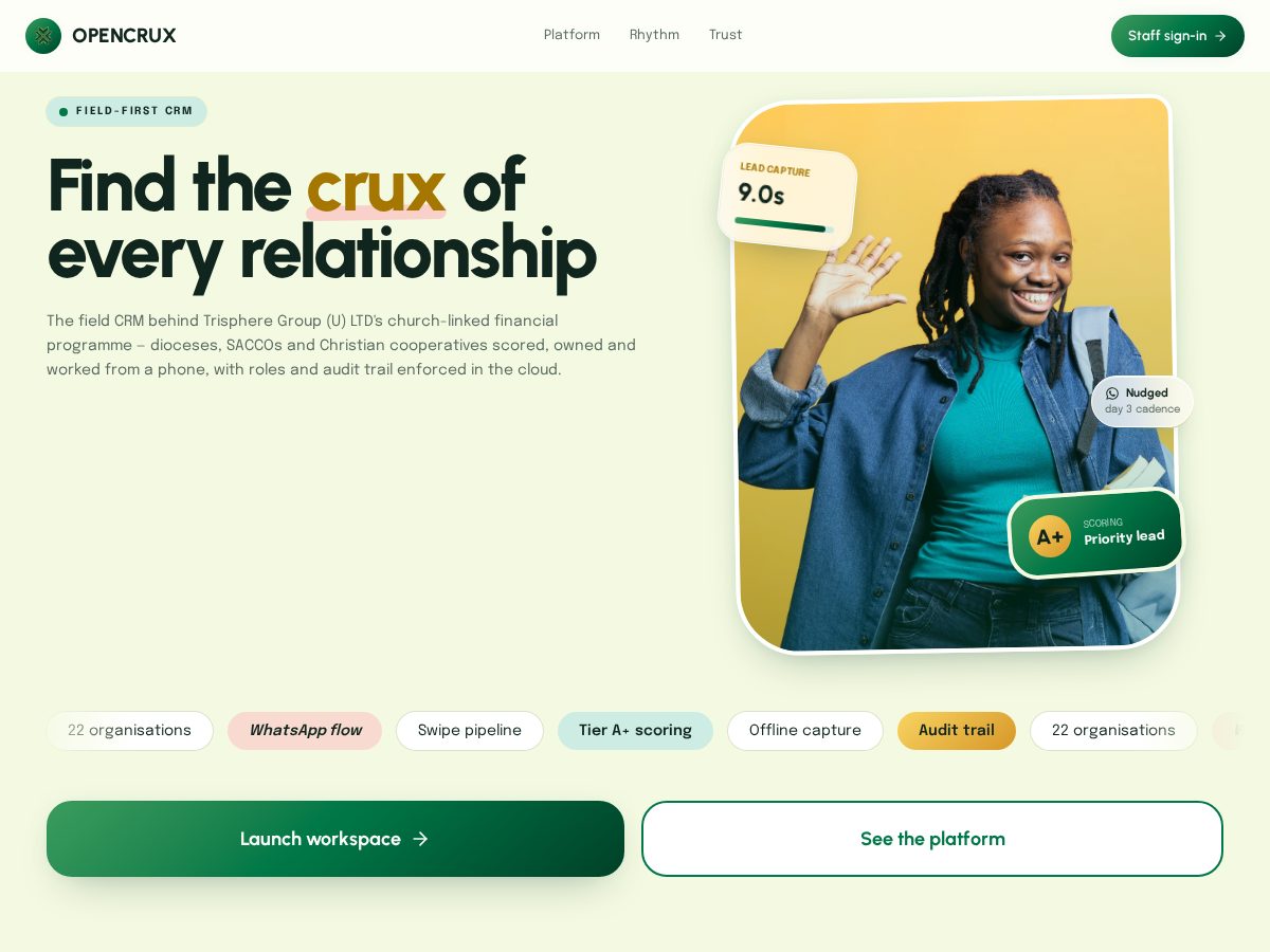 Landing-page snapshot of opencrux.world