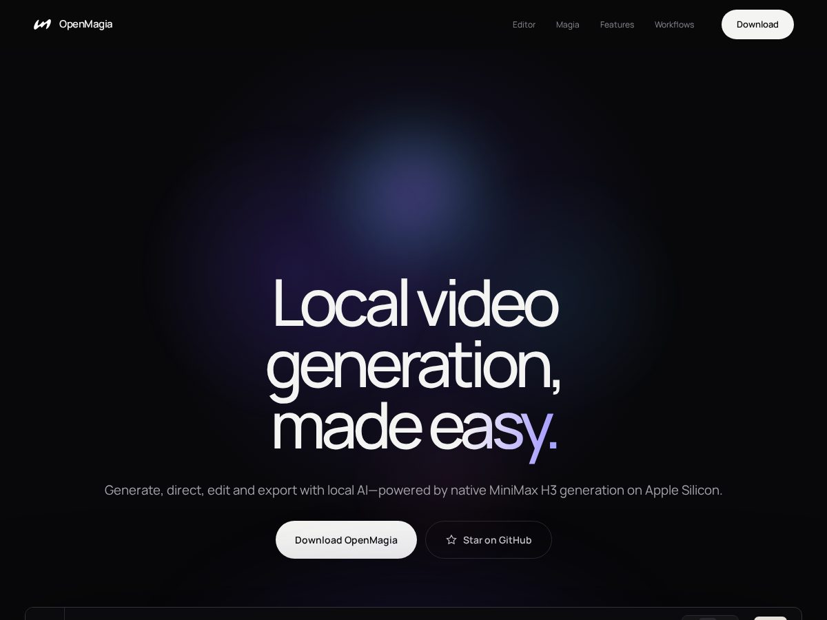 Landing-page snapshot of openmagia.com