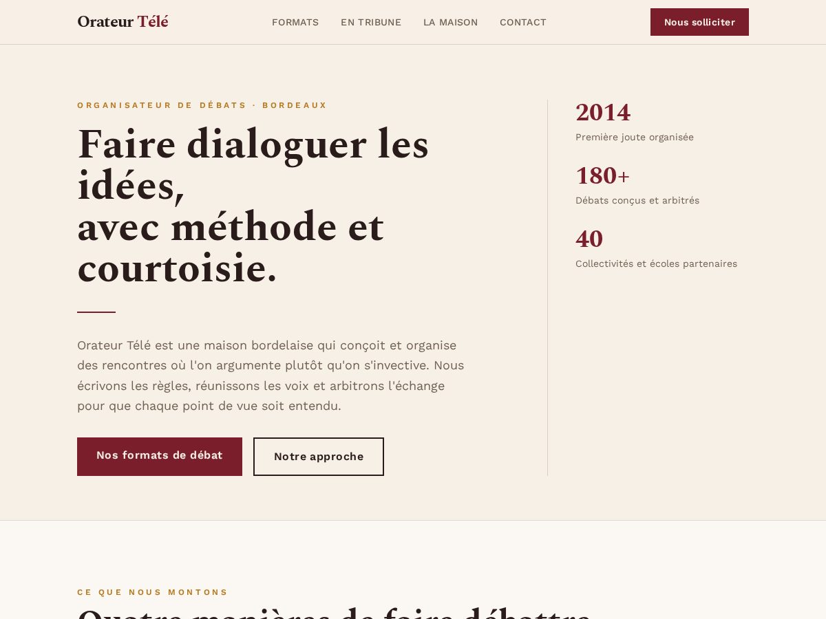 Landing-page snapshot of orateurtele.site