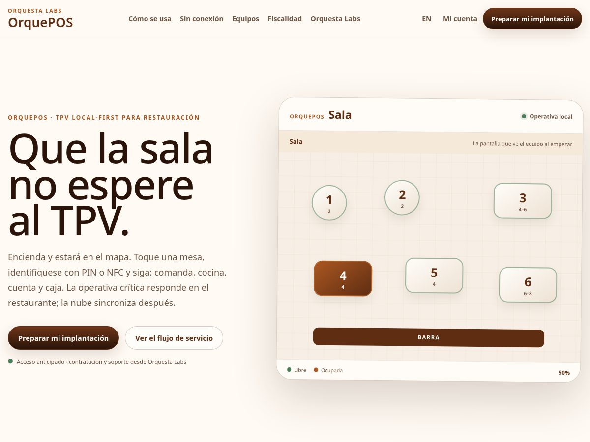 Landing-page snapshot of orquepos.com