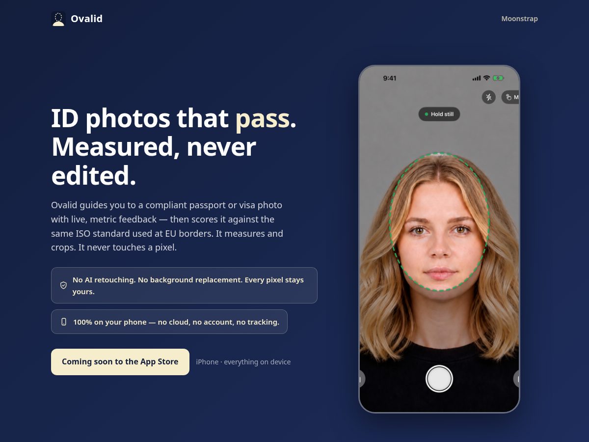 Landing-page snapshot of ovalid.app