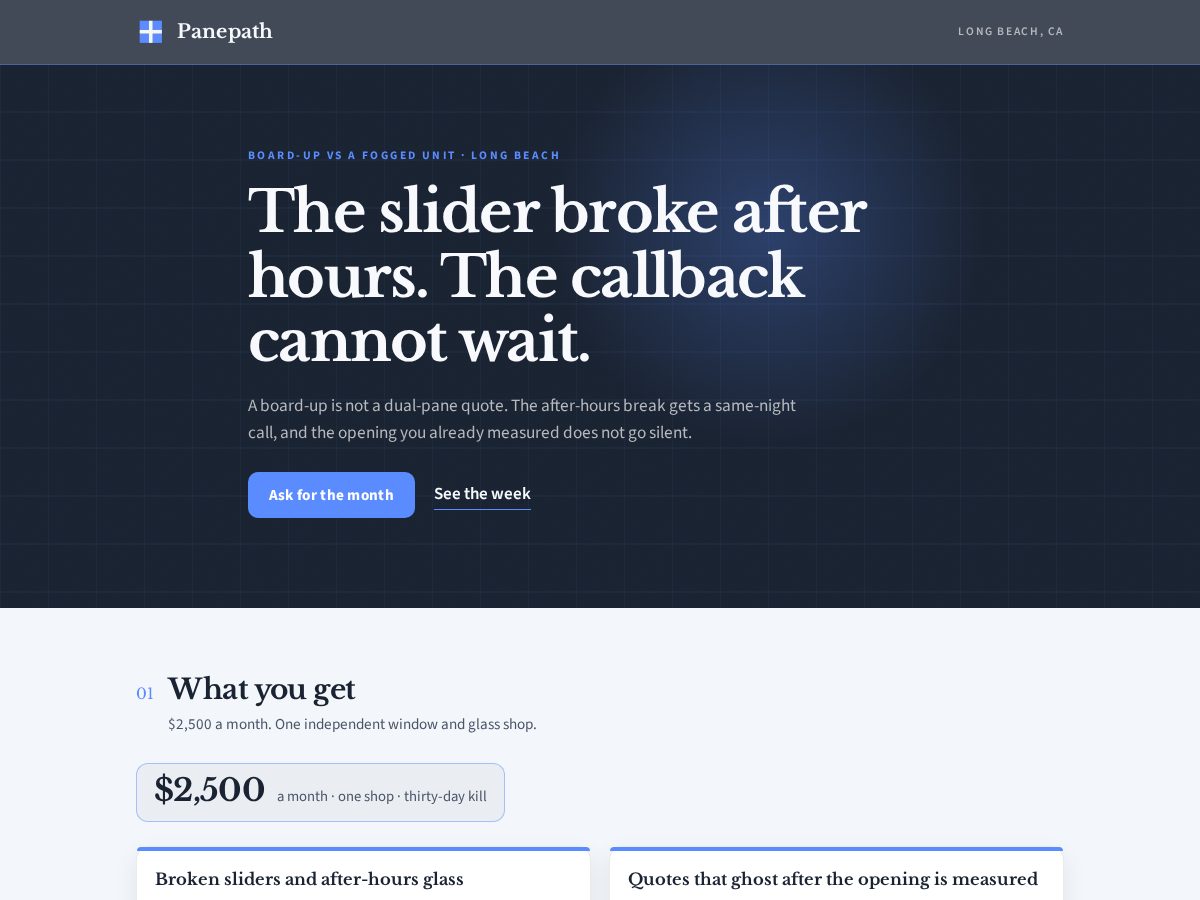 Landing-page snapshot of panepath.com