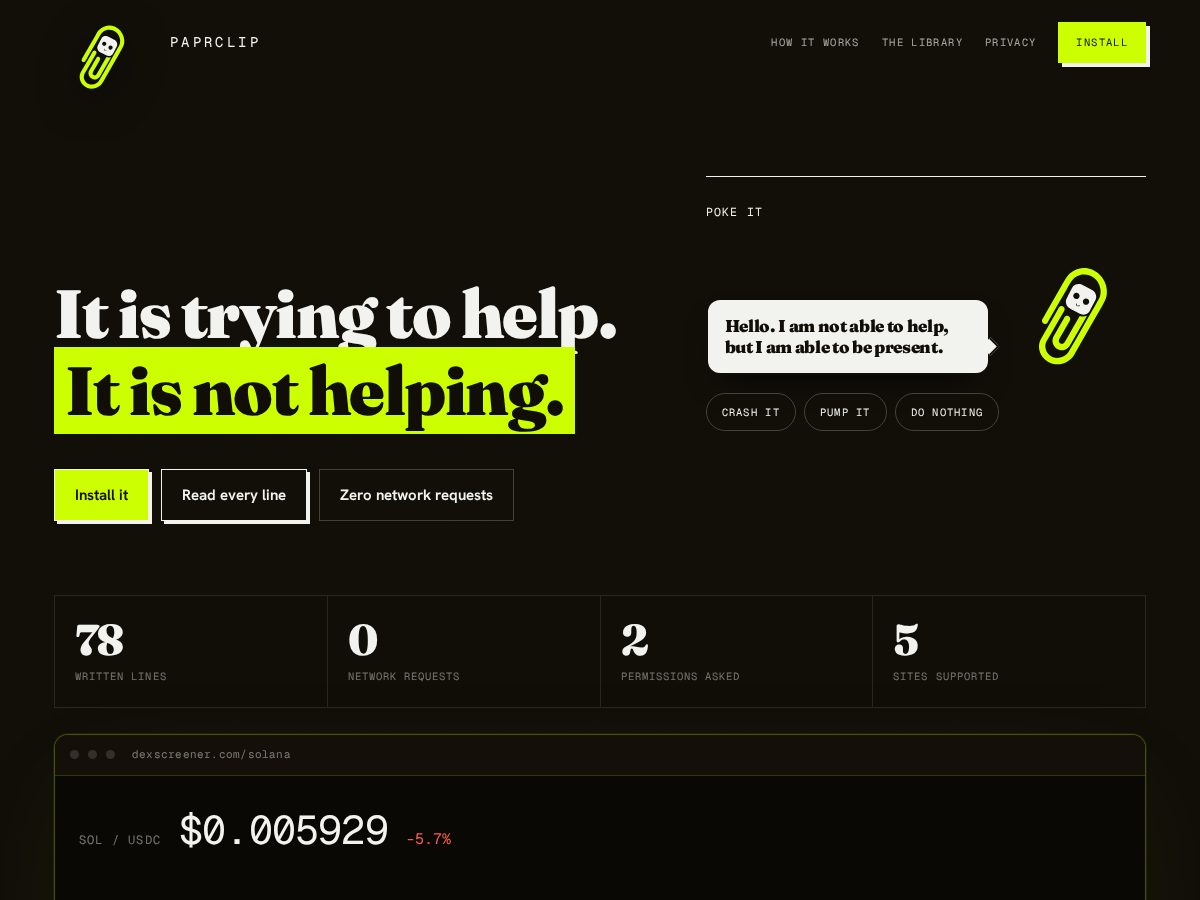 Landing-page snapshot of paprclip.xyz