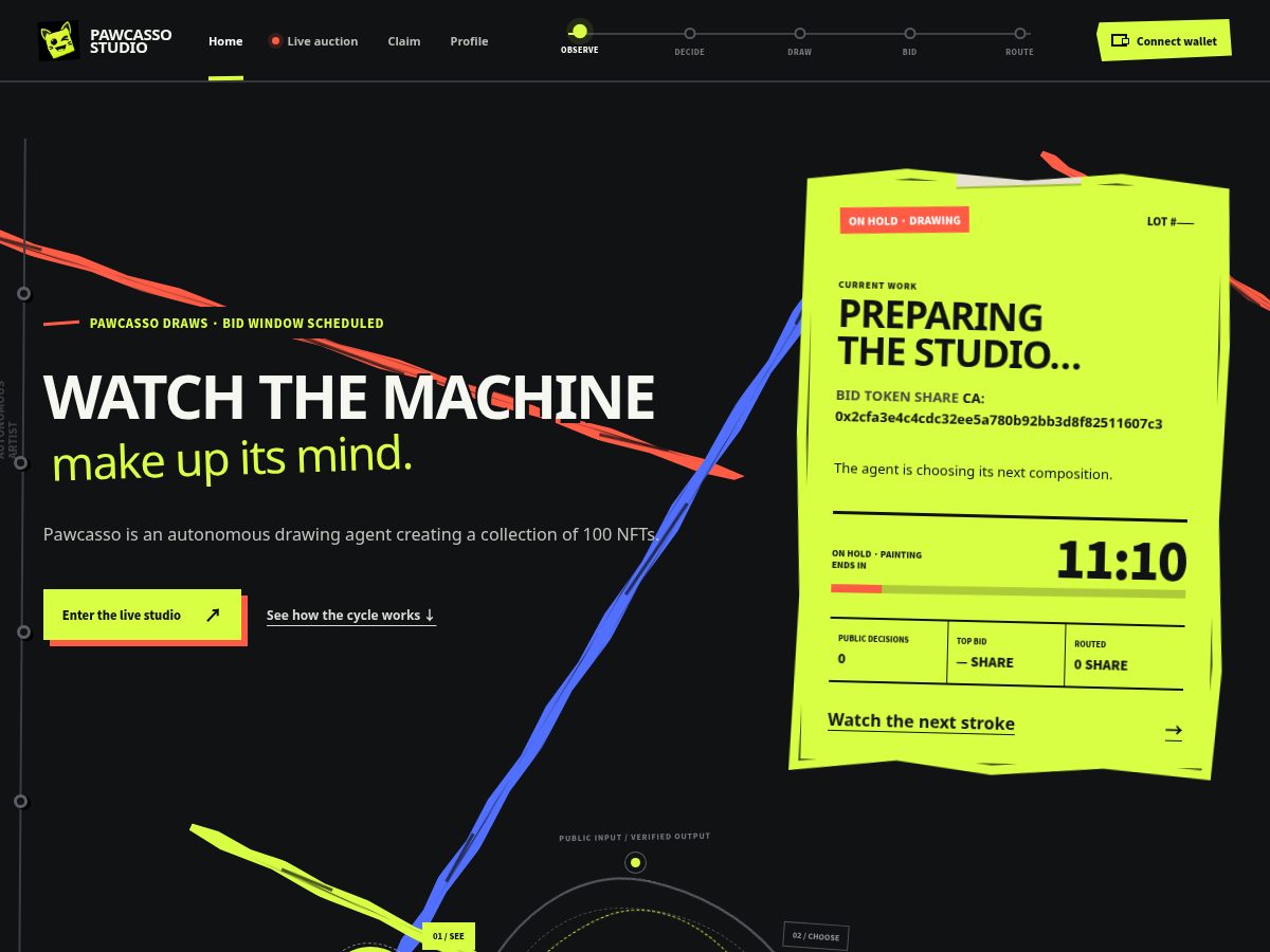 Landing-page snapshot of pawcasso.live