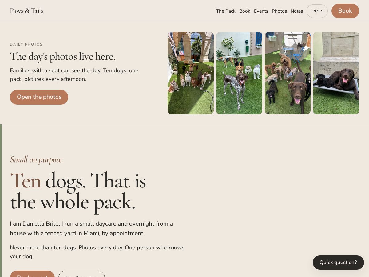 Landing-page snapshot of pawsandtailsmia.com