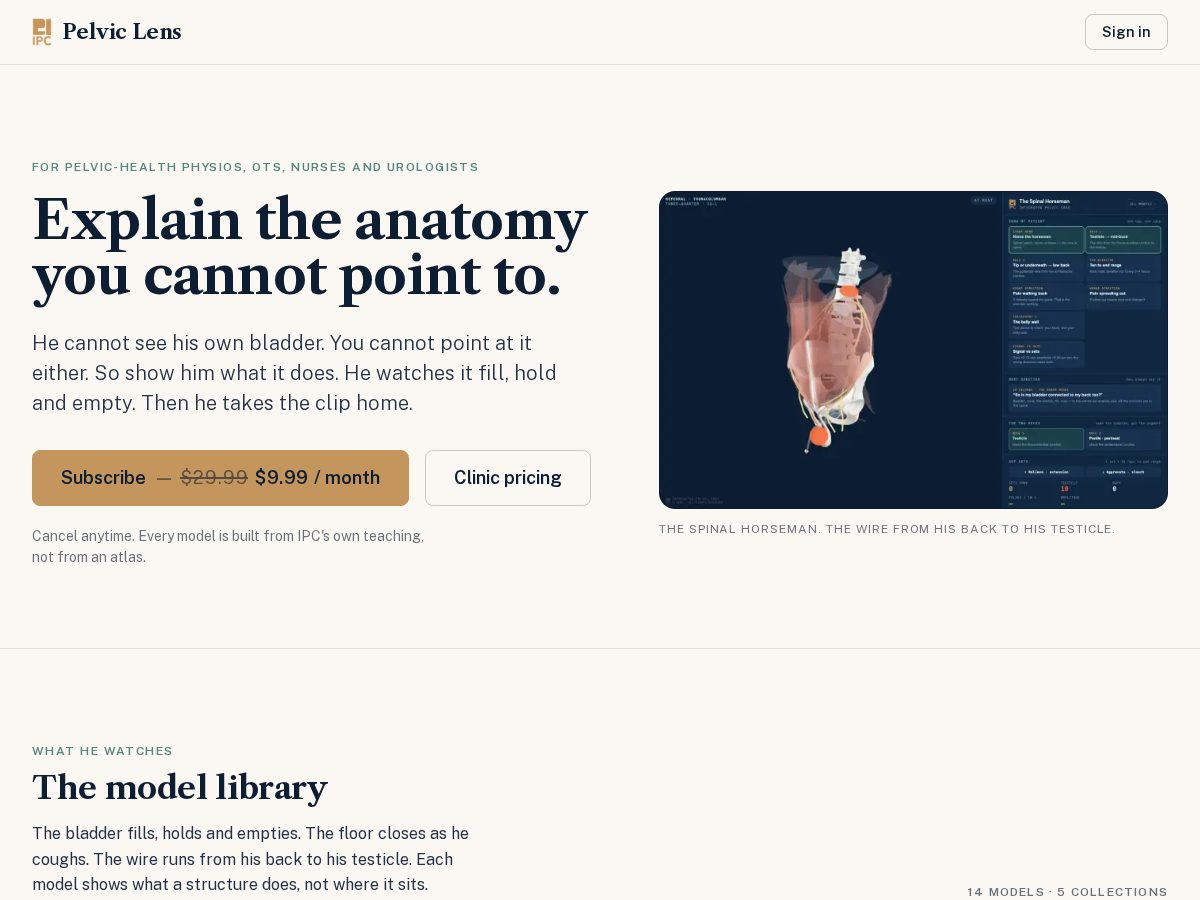 Landing-page snapshot of pelviclense.com
