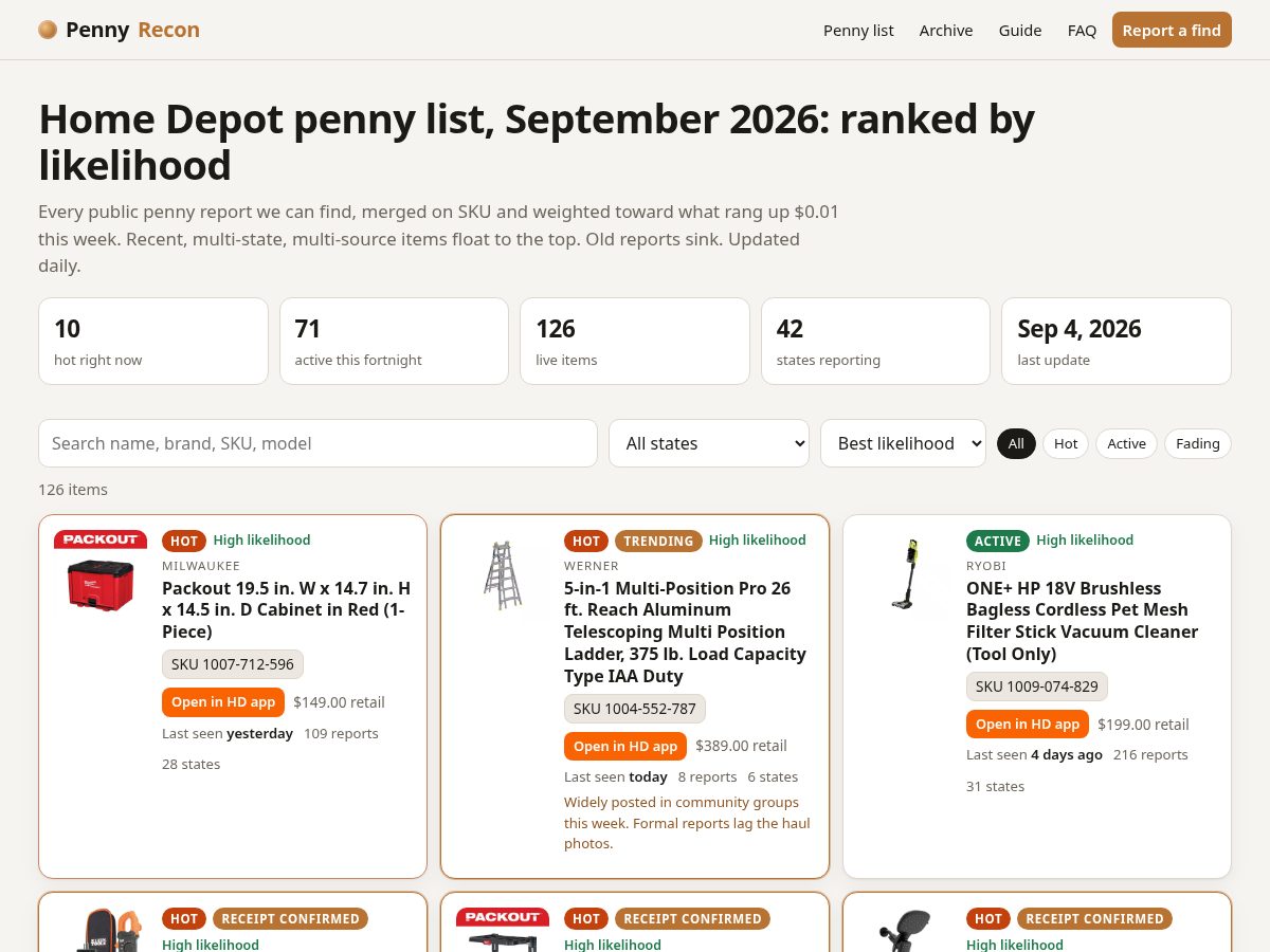 Landing-page snapshot of pennyrecon.com