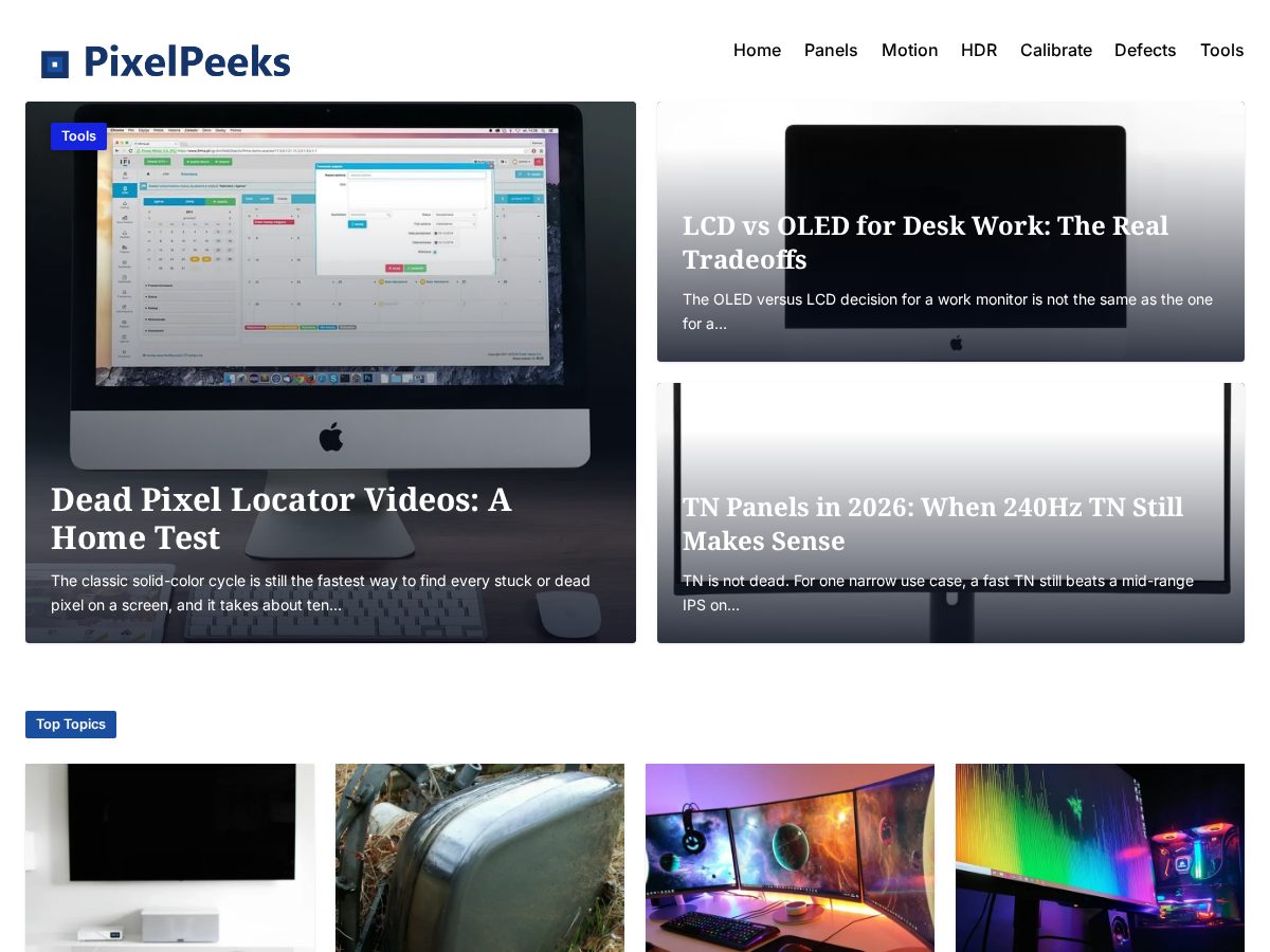 Landing-page snapshot of pixelpeeks.com