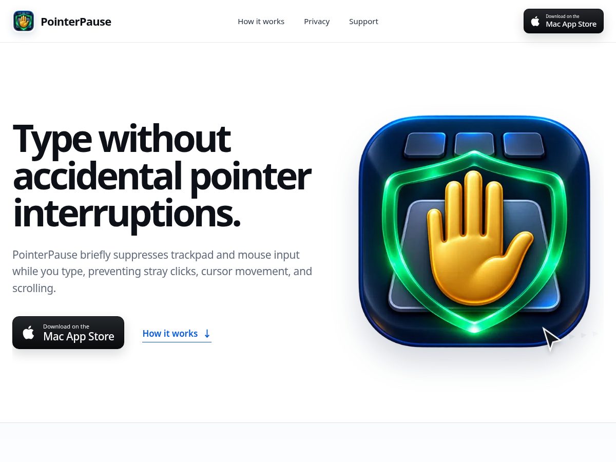 Landing-page snapshot of pointerpause.com