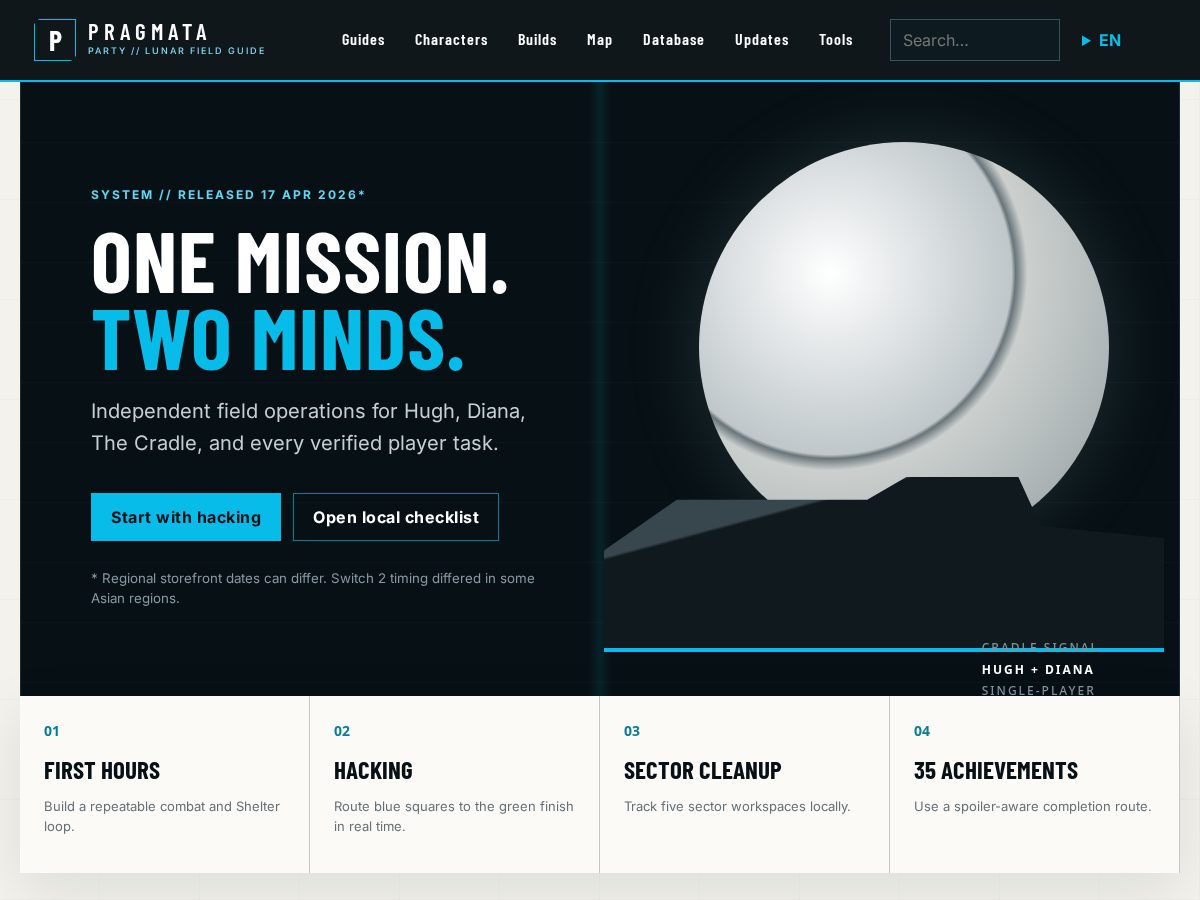 Landing-page snapshot of pragmata.party