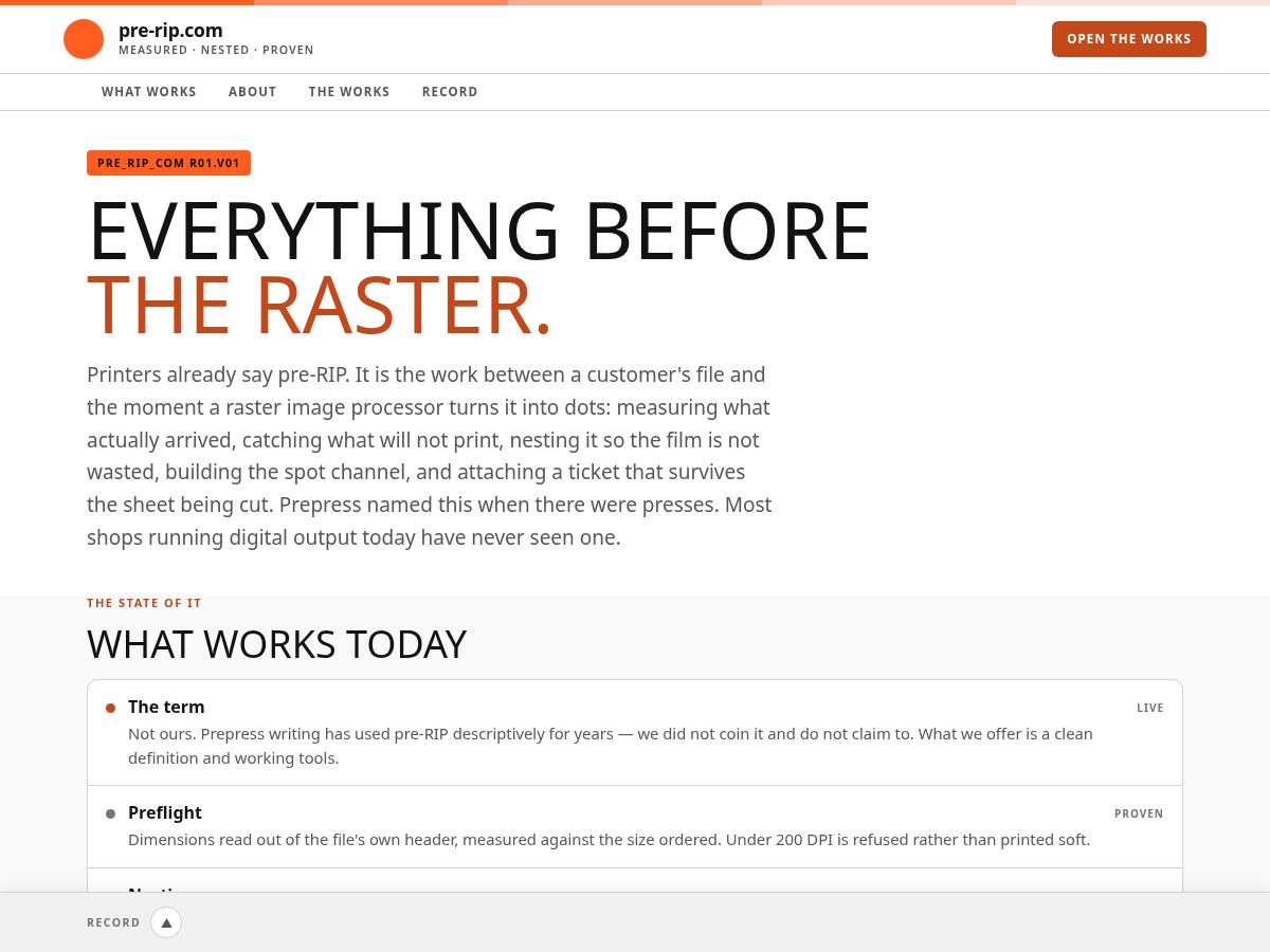 Landing-page snapshot of pre-rip.com