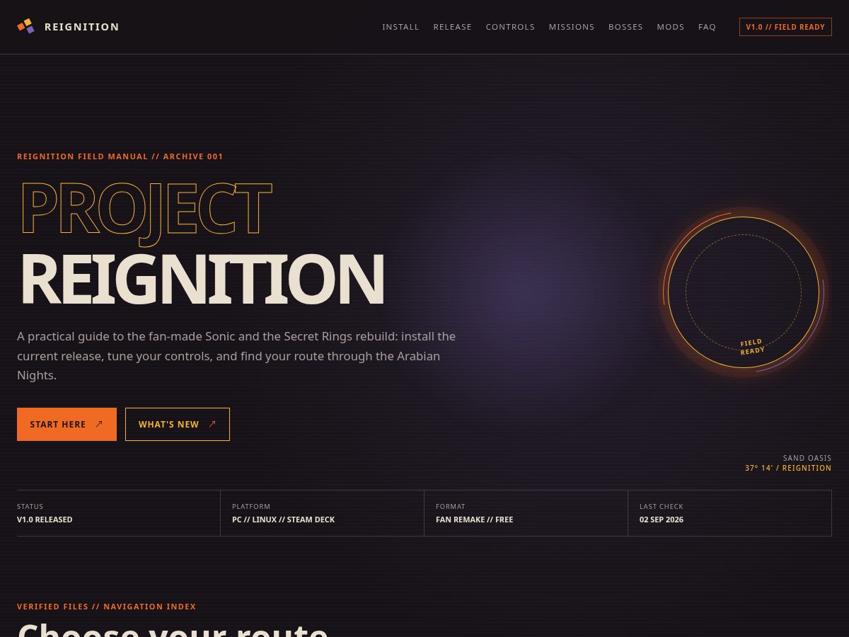 Landing-page snapshot of projectreignition.site