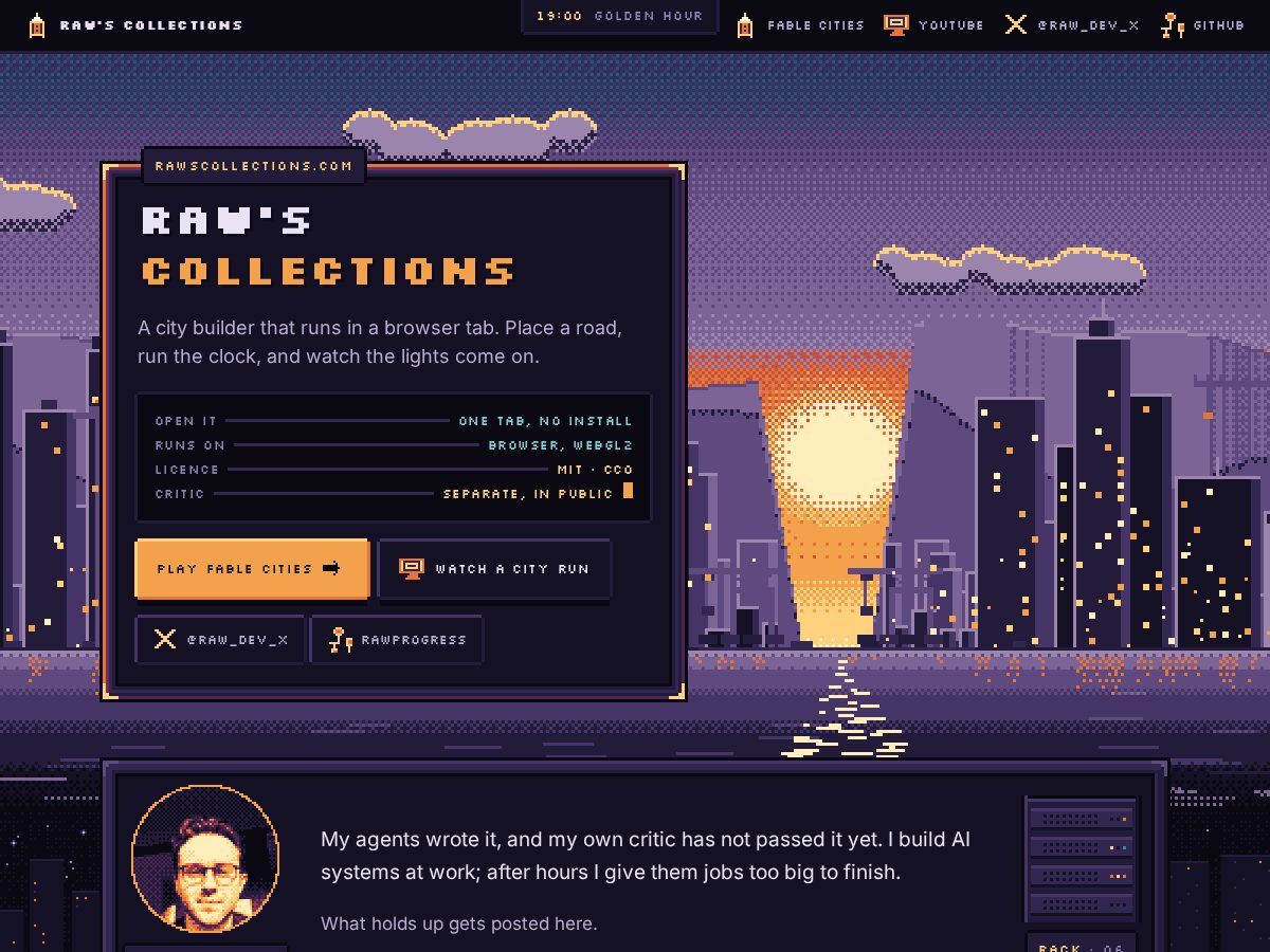 Landing-page snapshot of rawscollections.com