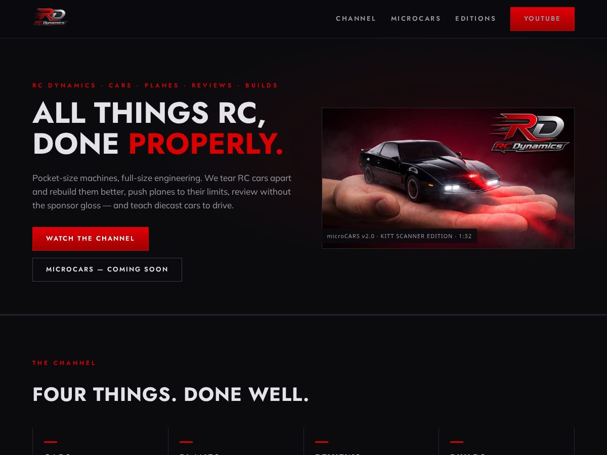 Landing-page snapshot of rc-dynamics.com