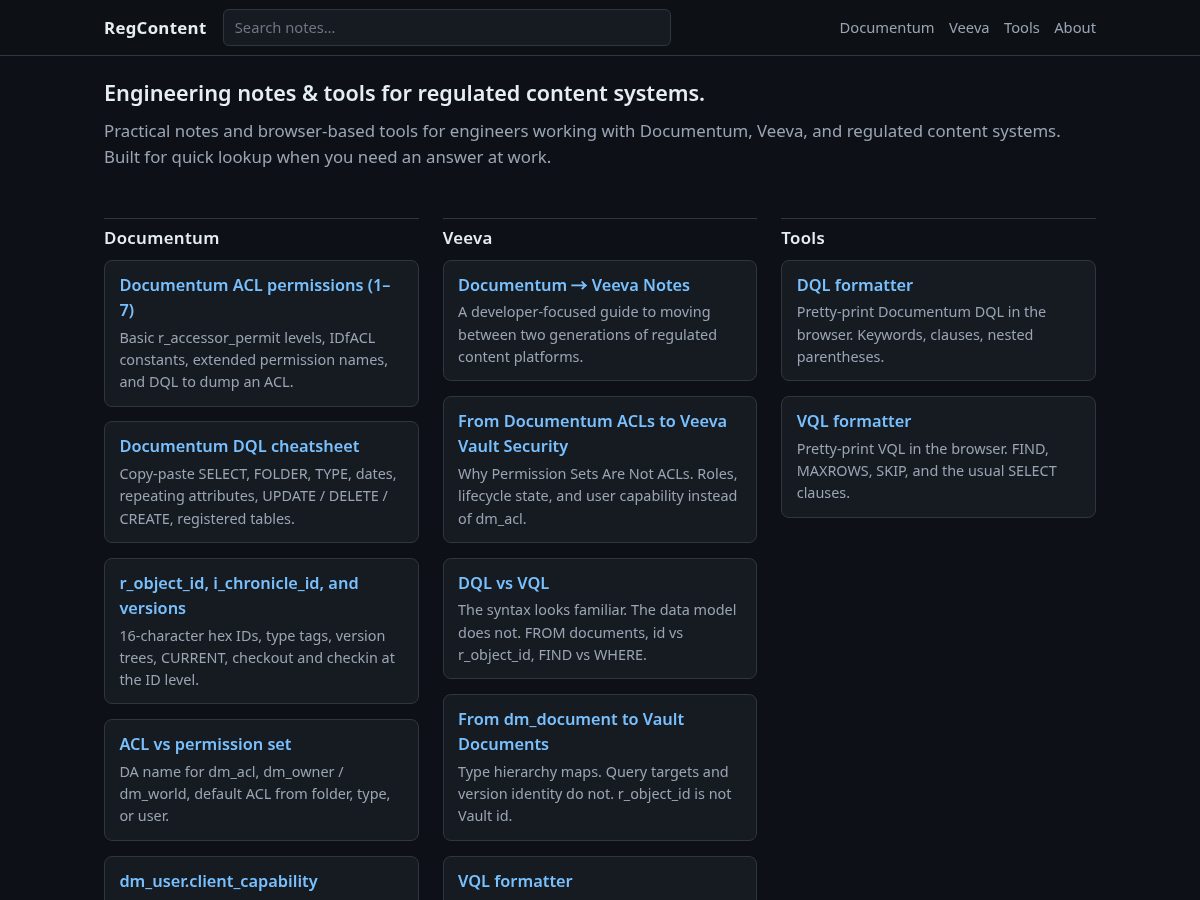 Landing-page snapshot of regcontent.com