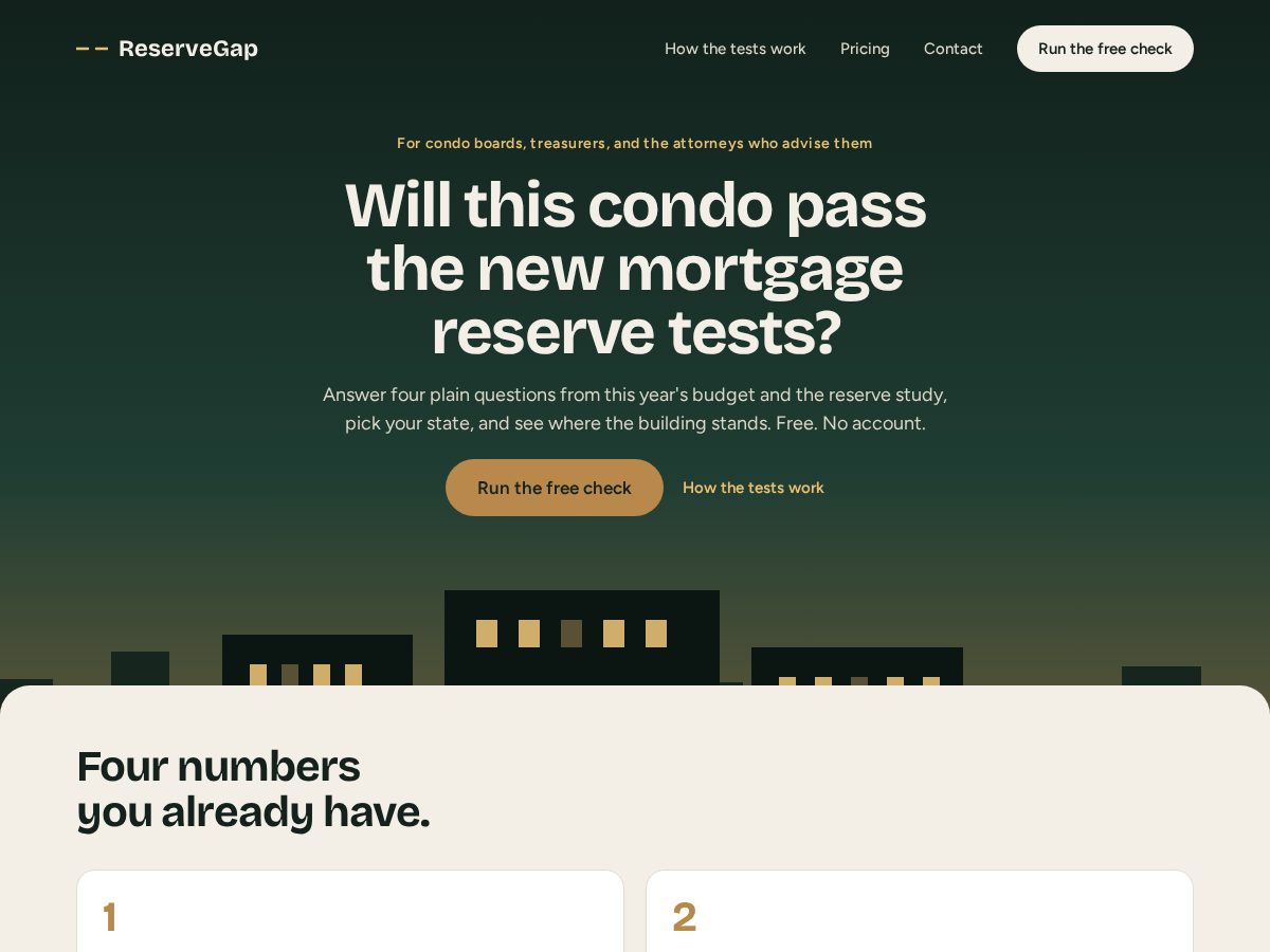 Landing-page snapshot of reservegap.com