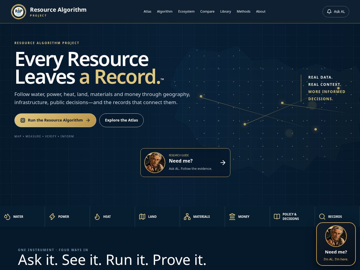 Landing-page snapshot of resourcealgorithm.org