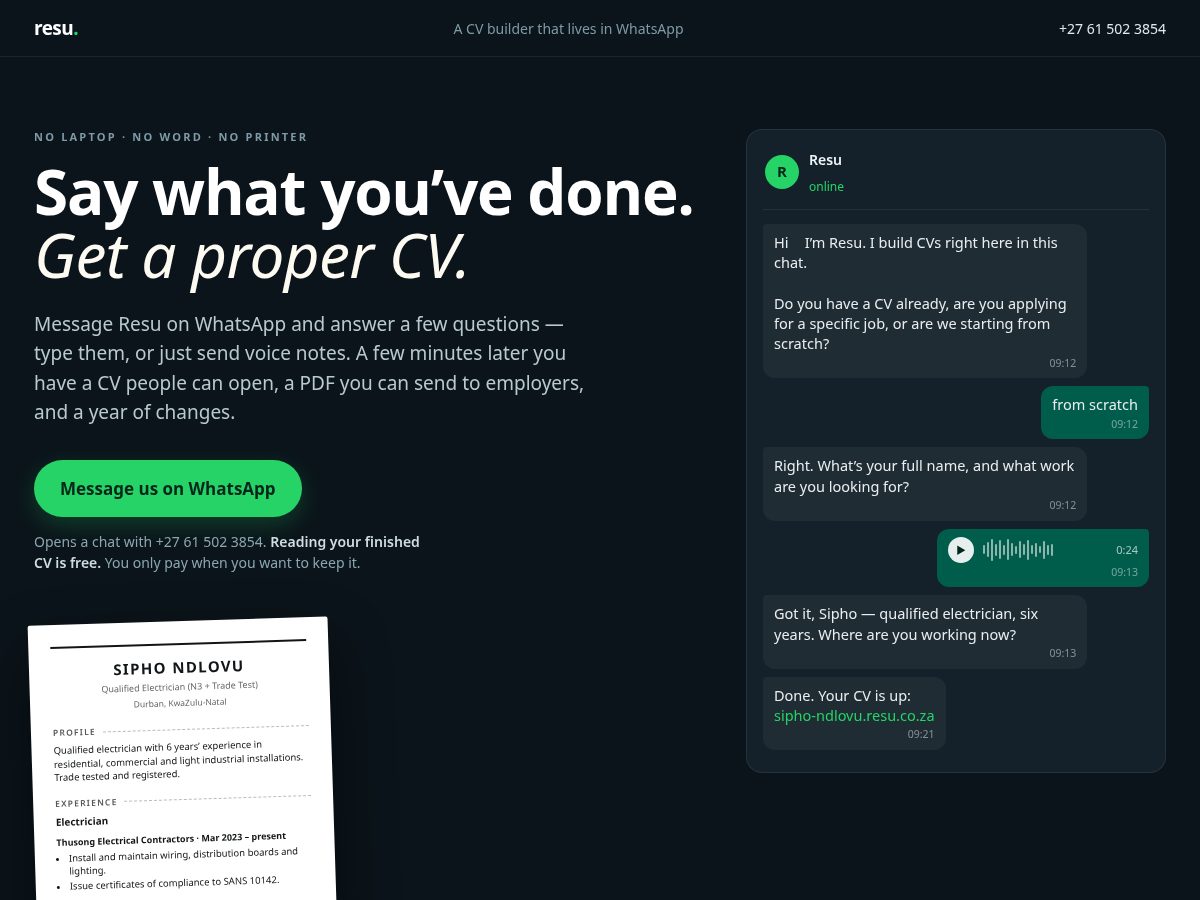 Landing-page snapshot of resuo.net