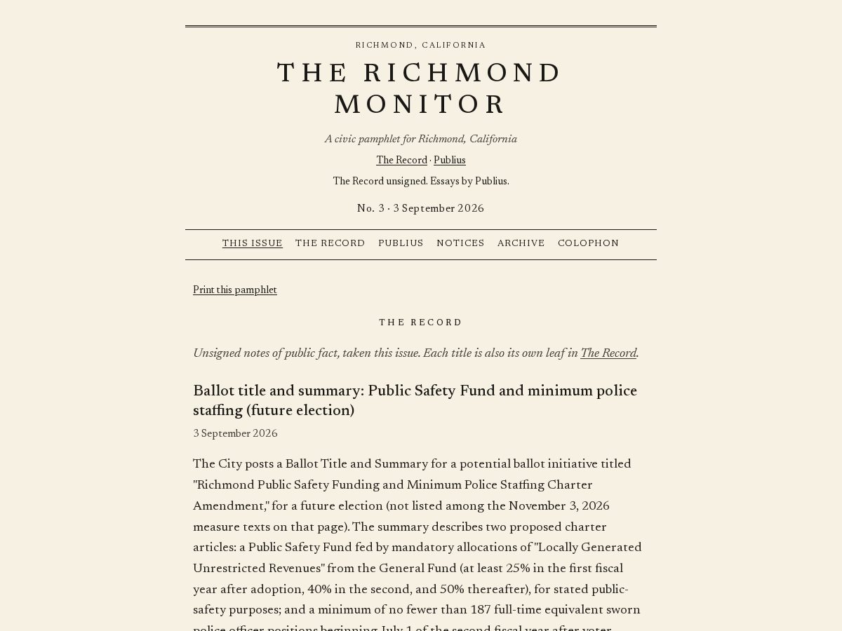 Landing-page snapshot of richmondmonitor.com