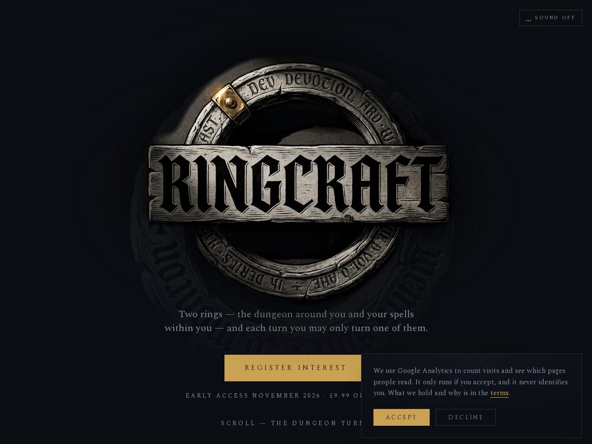 Landing-page snapshot of ringcraftgame.com