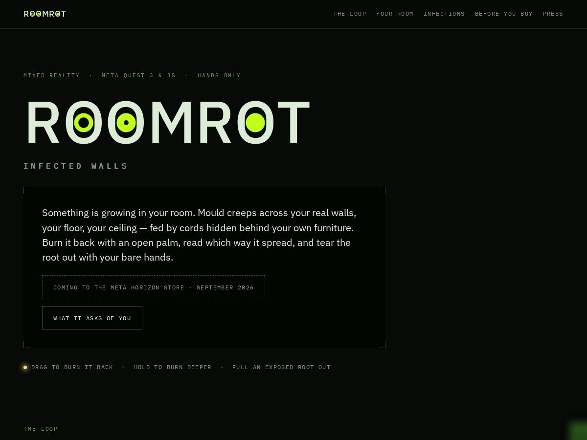 Landing-page snapshot of roomrot.com