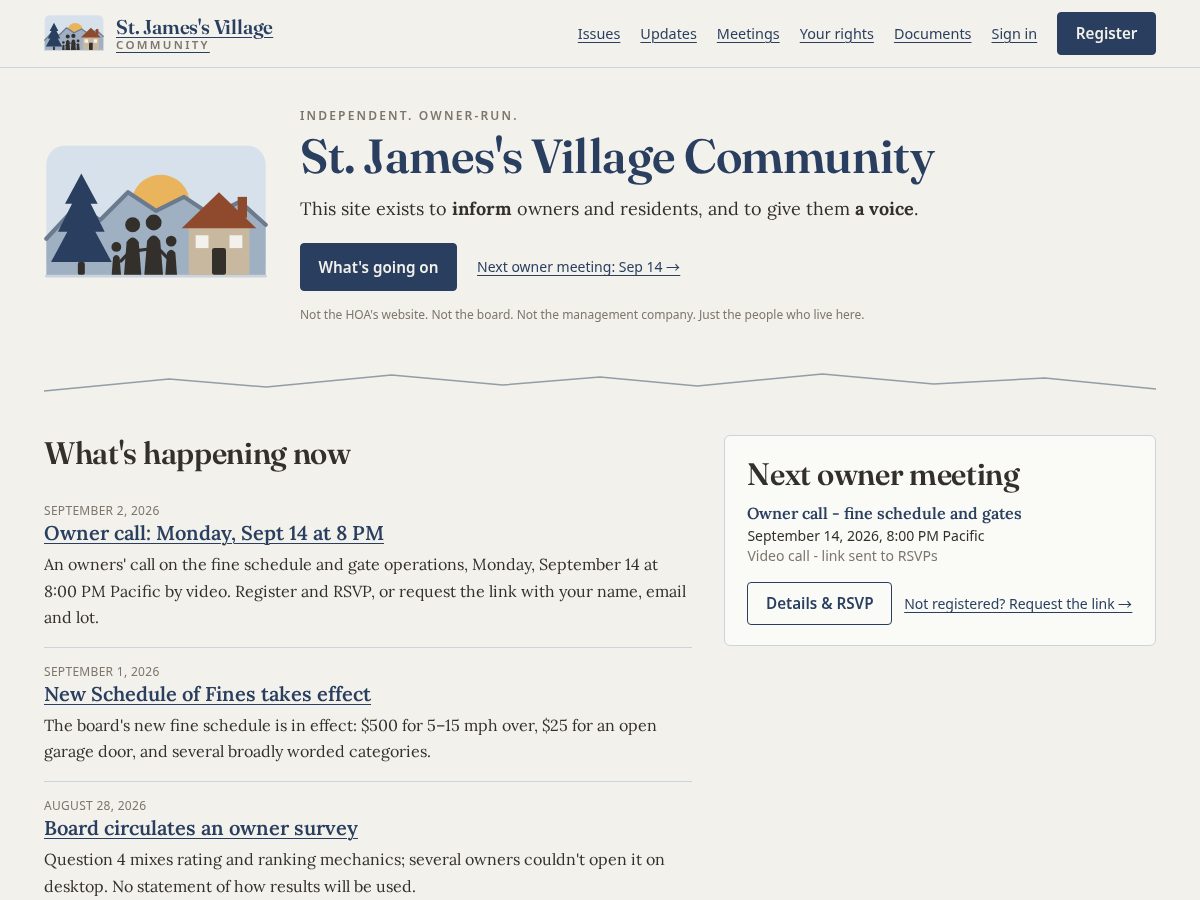Landing-page snapshot of saintjamescommunity.org