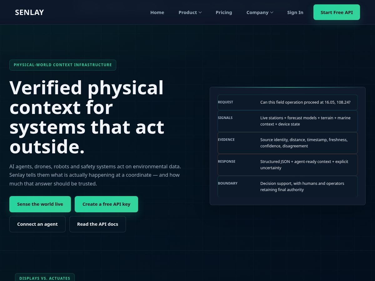 Landing-page snapshot of senlay.cloud