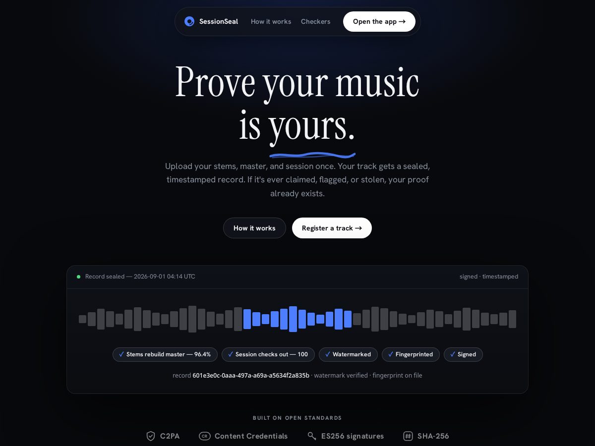 Landing-page snapshot of sessionseal.com