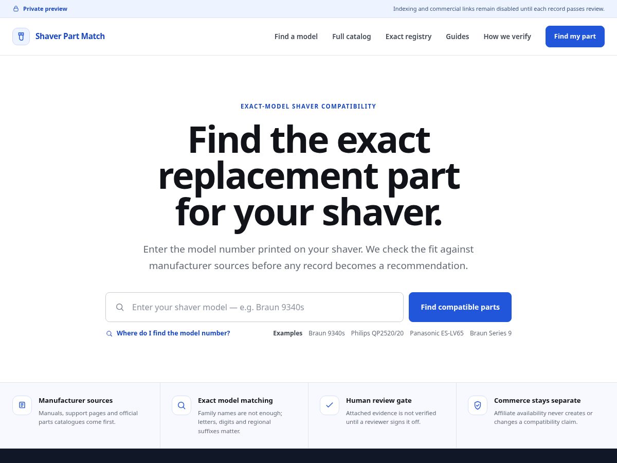 Landing-page snapshot of shaverpartmatch.com