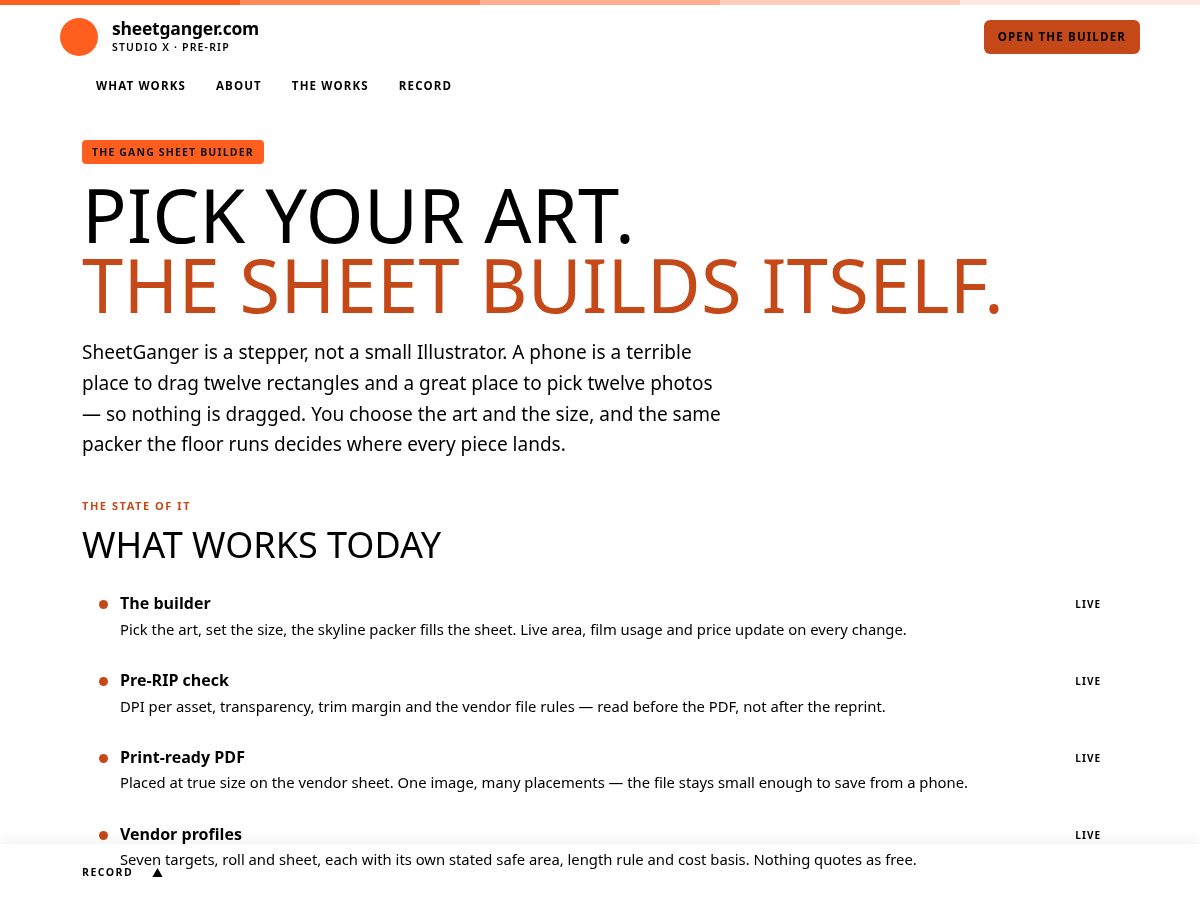 Landing-page snapshot of sheetganger.com