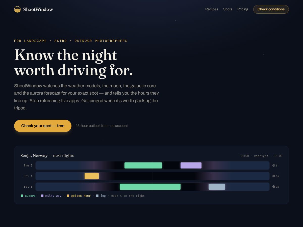 Landing-page snapshot of shootwindow.app