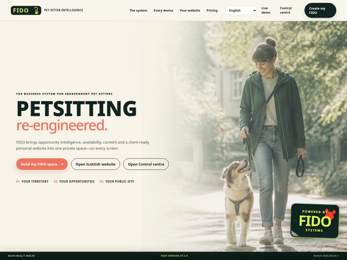 Landing-page snapshot of sittingfido.com