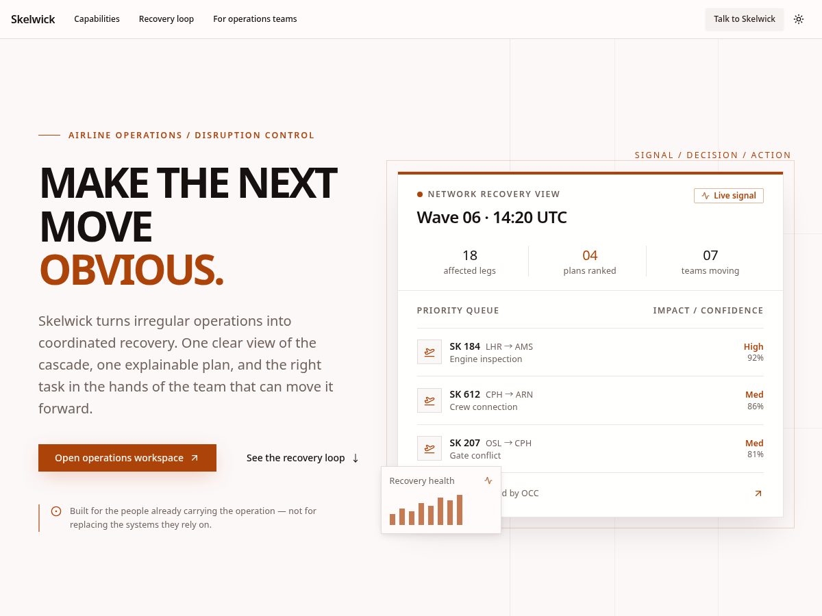 Landing-page snapshot of skelwickair.com