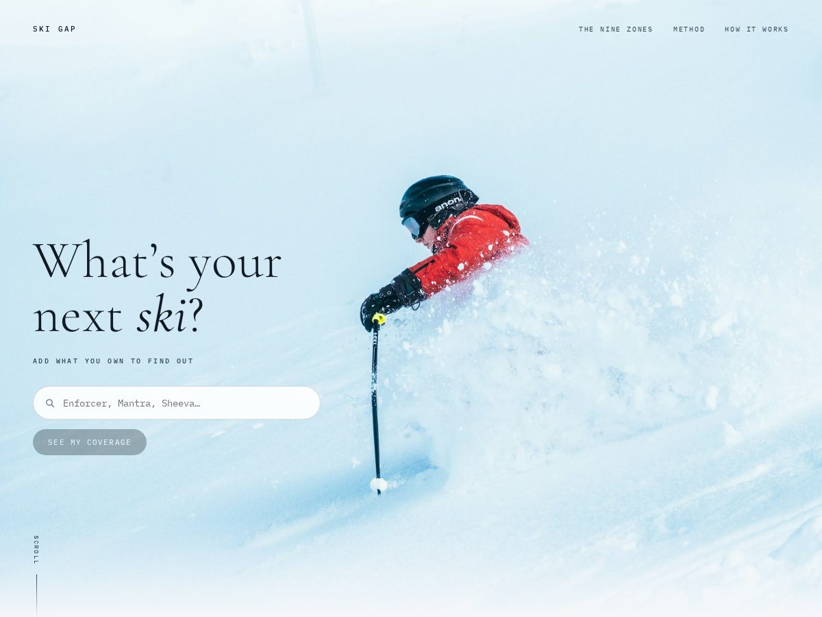 Landing-page snapshot of skigap.app
