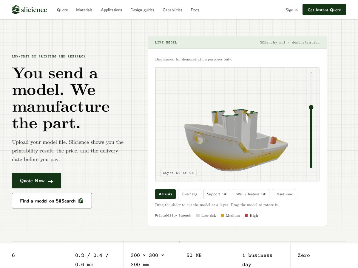 Landing-page snapshot of slicience.com