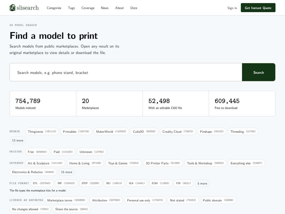 Landing-page snapshot of slisearch.com