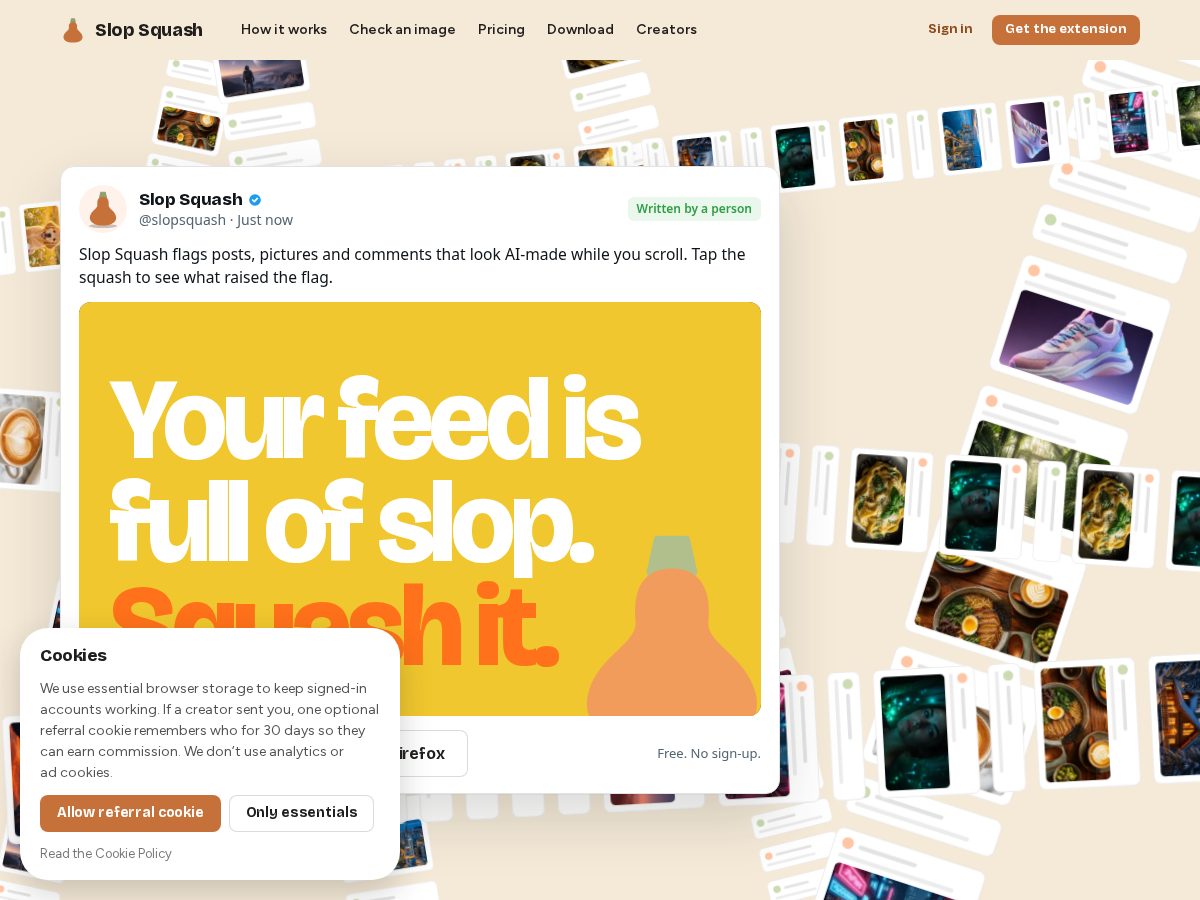 Landing-page snapshot of slopsquasher.com