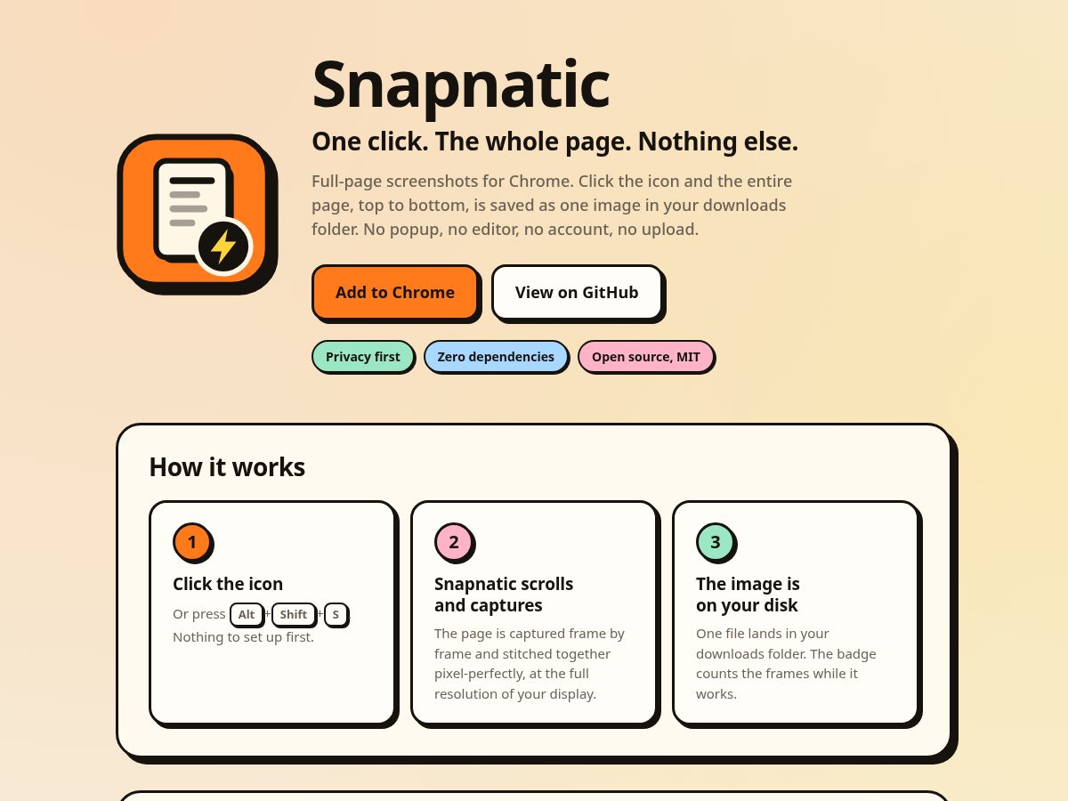 Landing-page snapshot of snapnatic.com