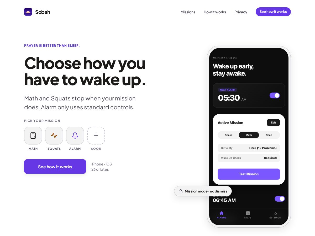 Landing-page snapshot of sobah.app