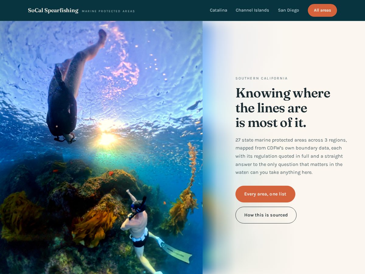 Landing-page snapshot of socalspearfishing.org
