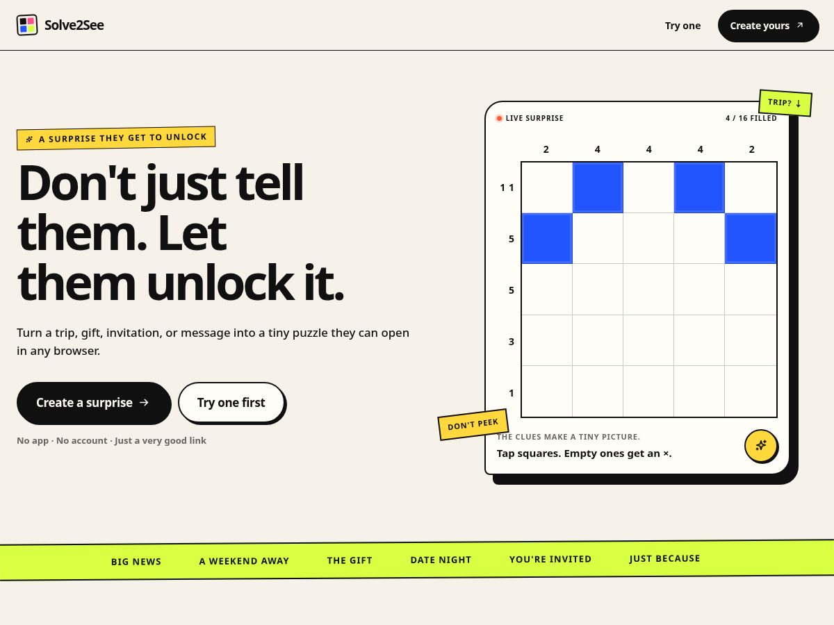 Landing-page snapshot of solve2see.com