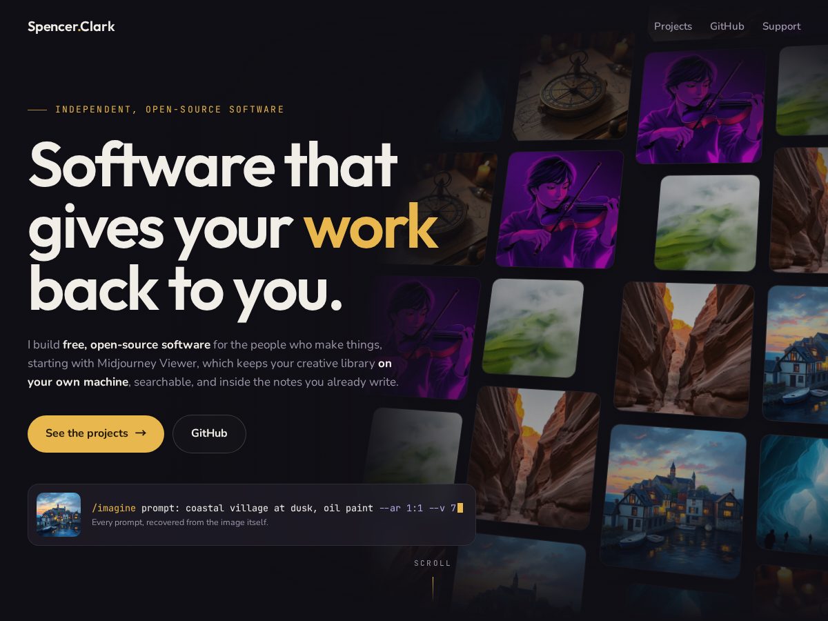 Landing-page snapshot of spencerleeclark.com
